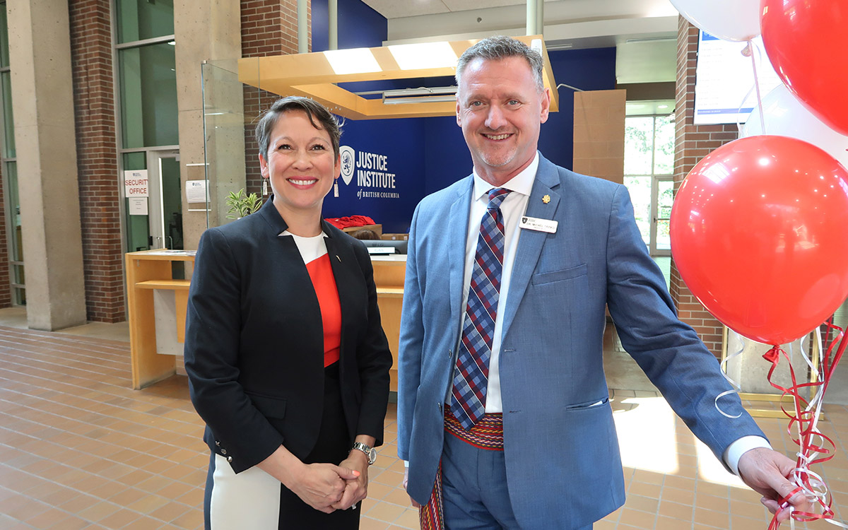 Minister of Advanced Education, Skills and Training Melanie Mark and JIBC President and CEO Michel Tarko at JIBC 40th Anniversary event. 