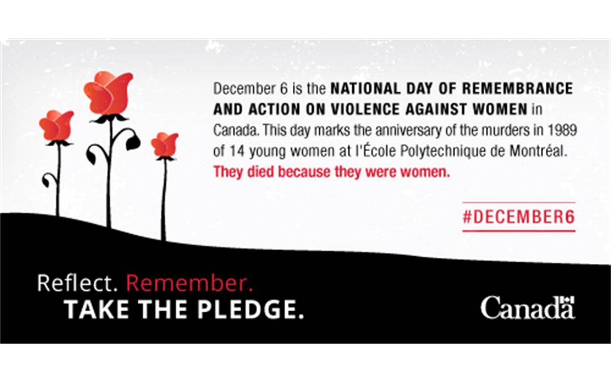 December 6 is the National Day of Remembrance and Action on Violence Against Women.