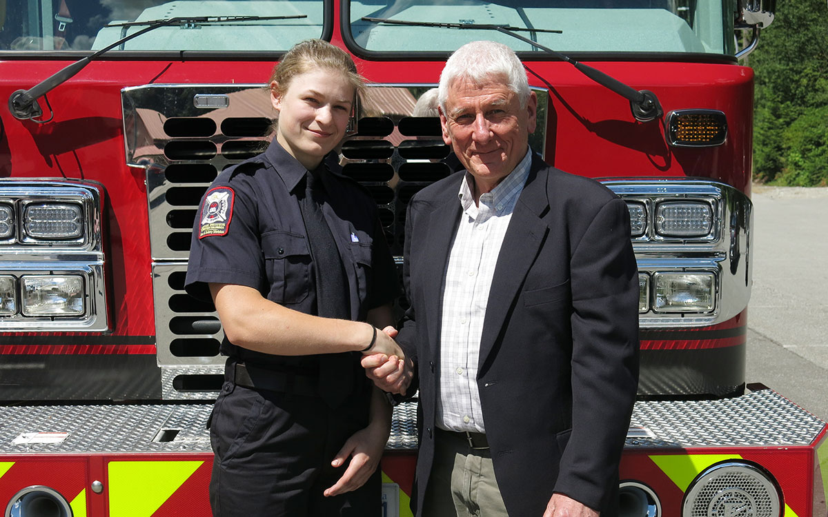 At the end of the FFTC program, Ashley Long was recognized with the Jon Baillie Award, which was presented by Dave Mitchell, Chair of The JIBC Foundation.