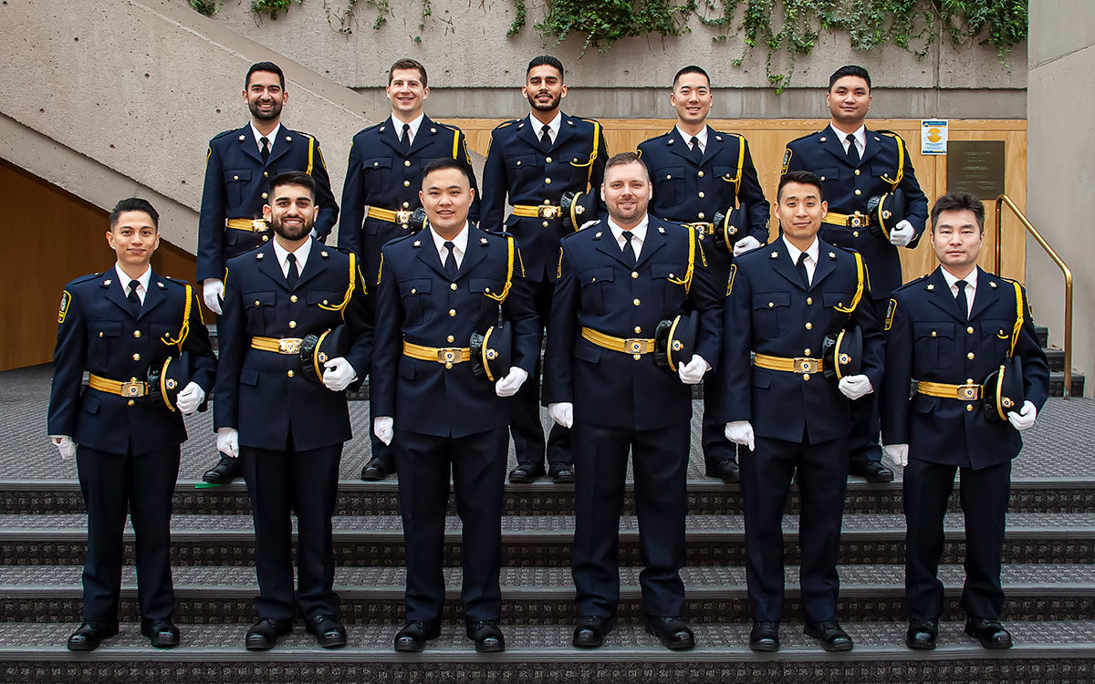 Newest BC Sheriff Service recruits from JIBC Sheriff Academy graduate in ceremony at Vancouver Law Courts. 