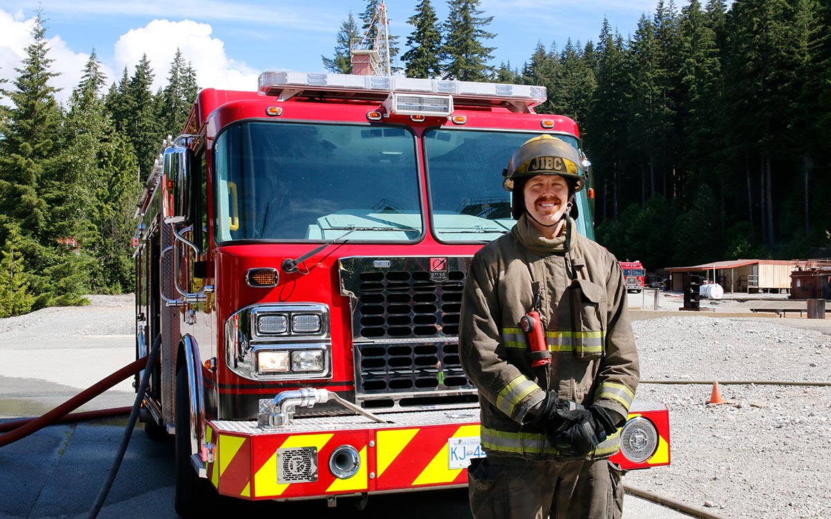 Joel Laurette says the grant funding allowed him to complete his JIBC firefighter training earlier than he otherwise would have been able to afford, allowing him to pursue job openings sooner.