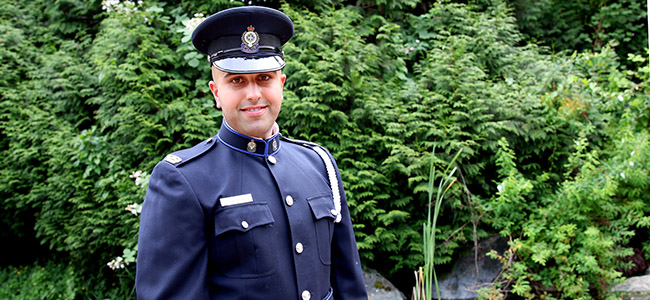 Ramandeep Randhawa says his JIBC Law Enforcement Studies instructors went “above and beyond” in helping him achieve his career goals. (Story and photo by Wanda Chow)