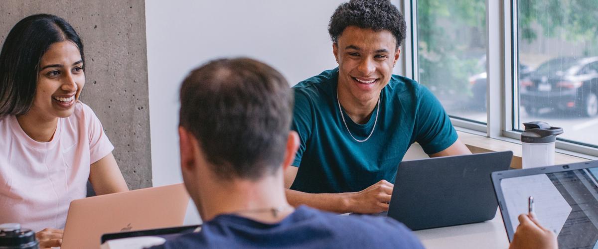 Students studying together at JIBC.