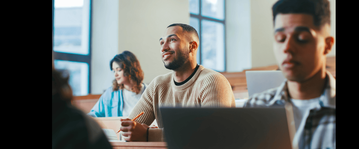 man studying in class
