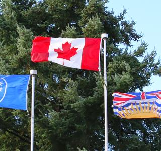 Canada, British Columbia and JIBC Flags