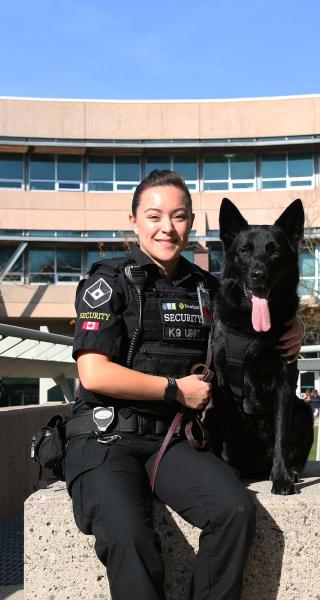 Courtney Lee has always wanted to work with dogs. After graduating from JIBC’s Law Enforcement Studies Diploma program, she was hired by Securiguard as a dog handler for Diesel, who specializes in explosives detection, at YVR. 