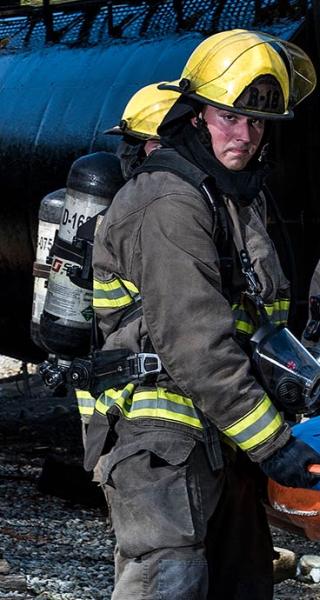 JIBC firefighter students and instuctor