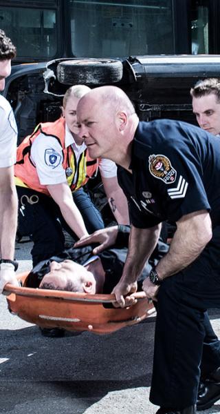 First Responders in a bus crash