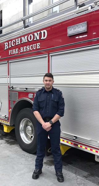 Nick Cirillo was recently hired by Richmond Fire-Rescue after he completed the Fire Fighting Technologies Certificate program at JIBC.