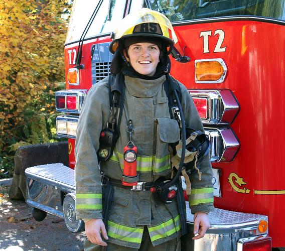 Britt Benn, a member of Canada’s 2016 Olympic bronze medal-winning women’s rugby team, is all smiles after completing JIBC’s Fire Fighting Technologies Certificate program.