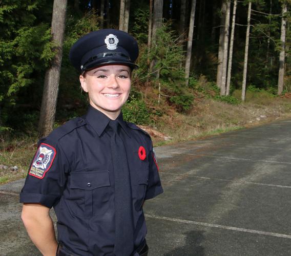 JIBC Fire Fighting Technologies Certificate grad Lindsay Anderson says the program's length gave her the time to develop ways of completing firefighter tasks that work for her. 