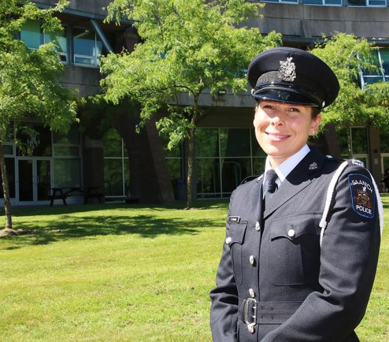 Just as she was once made to feel safe by police officers in her time of need, Const. Shauntelle Nichols wants to help others the same way. A graduate of JIBC’s Law Enforcement Studies Diploma program she is now an officer with the Saanich Police Department.