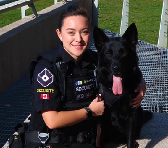 JIBC grad working as a dog handler for Diesel