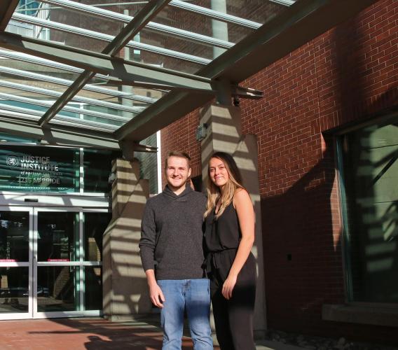 JIBC Bachelor of Law Enforcement Students Dayton DiSalvo and Emma Smith say they gained valuable life experience while on an exchange for a semester at the University of Portsmouth in the UK.