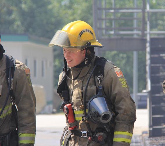 A year after completing the Fire Fighting Technologies Certificate program at JIBC, Ashley Long was promoted to a career firefighter position with a local fire department.