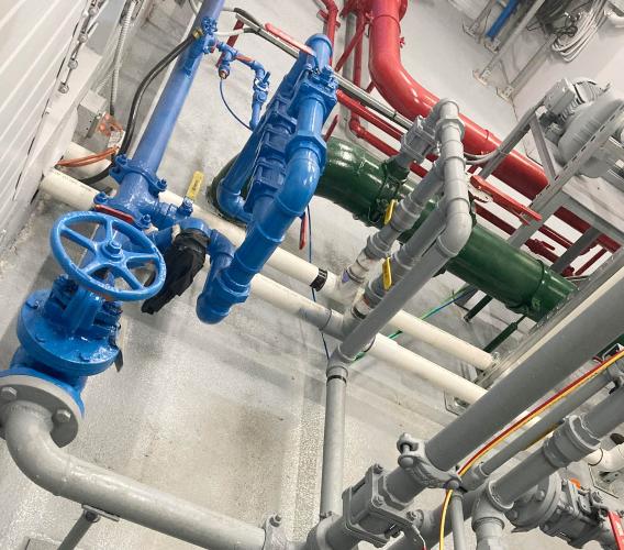 plumbing pipes with valve wheel