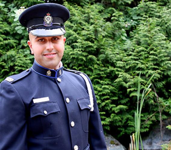 Ramandeep Randhawa says his JIBC Law Enforcement Studies instructors went “above and beyond” in helping him achieve his career goals. (Story and photo by Wanda Chow)