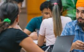 JIBC Student study group in the atrium