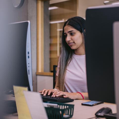 Woman working at computer