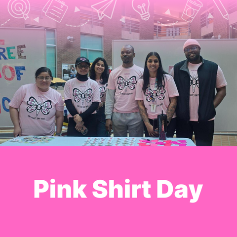 people with pink tshirts smiling