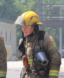 A year after completing the Fire Fighting Technologies Certificate program at JIBC, Ashley Long was promoted to a career firefighter position with a local fire department.