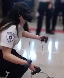 Paramedic students test out virtual reality training tool.