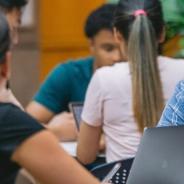 JIBC Student study group in the atrium