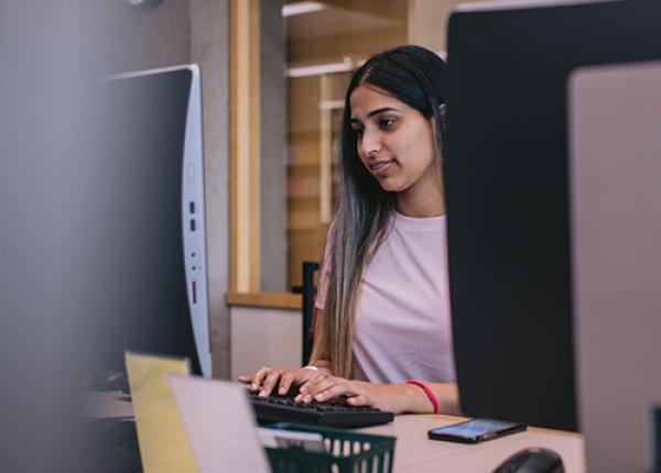 Woman working at computer